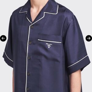 Prada Navy Blue Casual Button Down Shirt